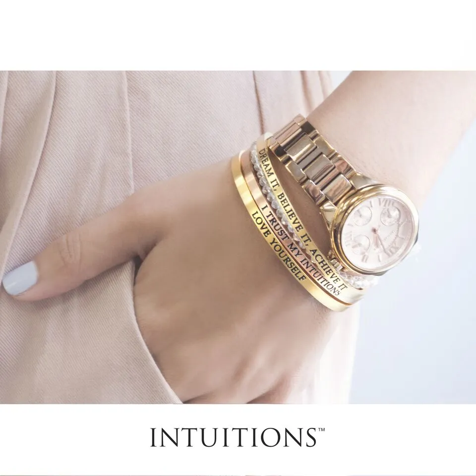 Intuitions Stainless Steel ATTITUDE IS EVERYTHING Diamond Accent Adjustable Bracelet