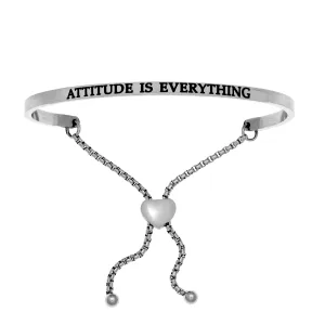 Intuitions Stainless Steel ATTITUDE IS EVERYTHING Diamond Accent Adjustable Bracelet