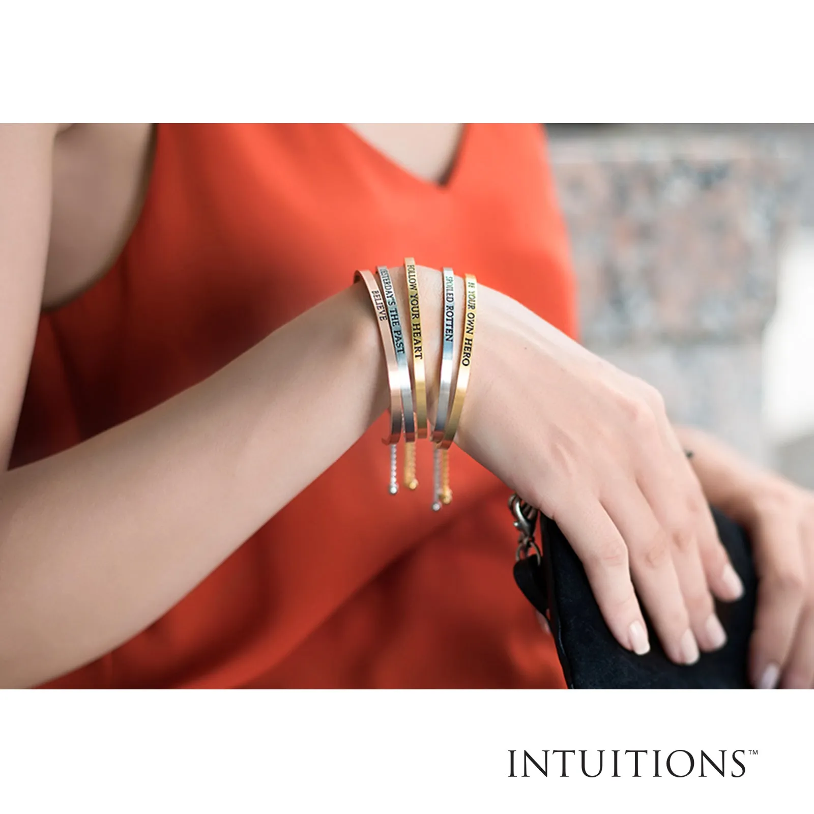 Intuitions Stainless Steel I TRUST MY HEART Diamond Accent Adjustable Bracelet