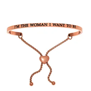 Intuitions Stainless Steel I’M THE WOMAN I WANT TO BE Diamond Accent Adjustable Bracelet