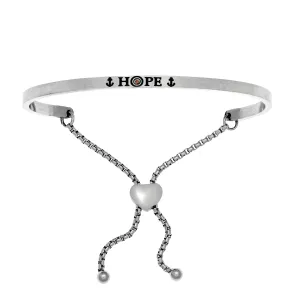 Intuitions Stainless Steel Satin Square Hope With Anchors Bangle Bracelet