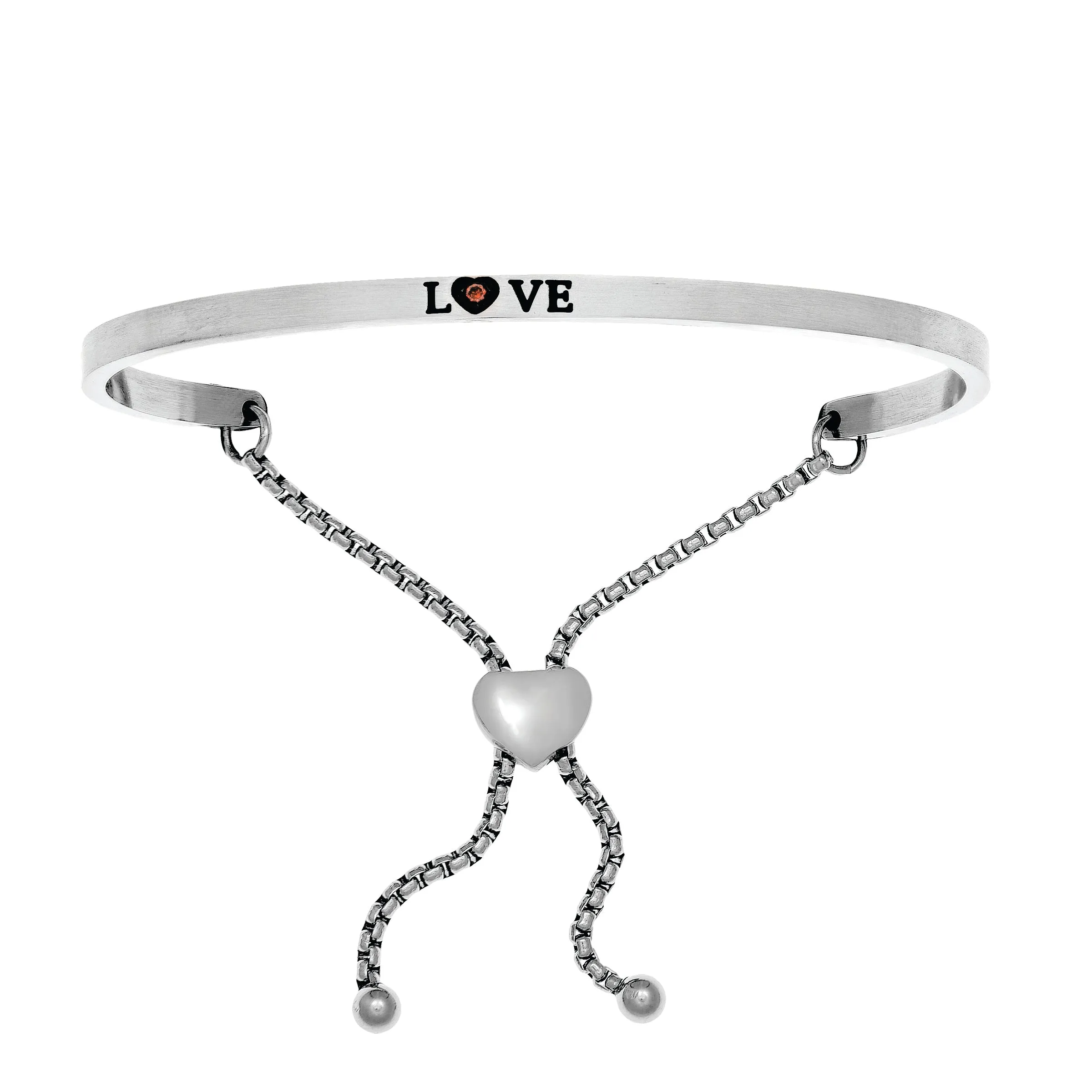 Intuitions Stainless Steel Satin Square Love Bangle Bracelet