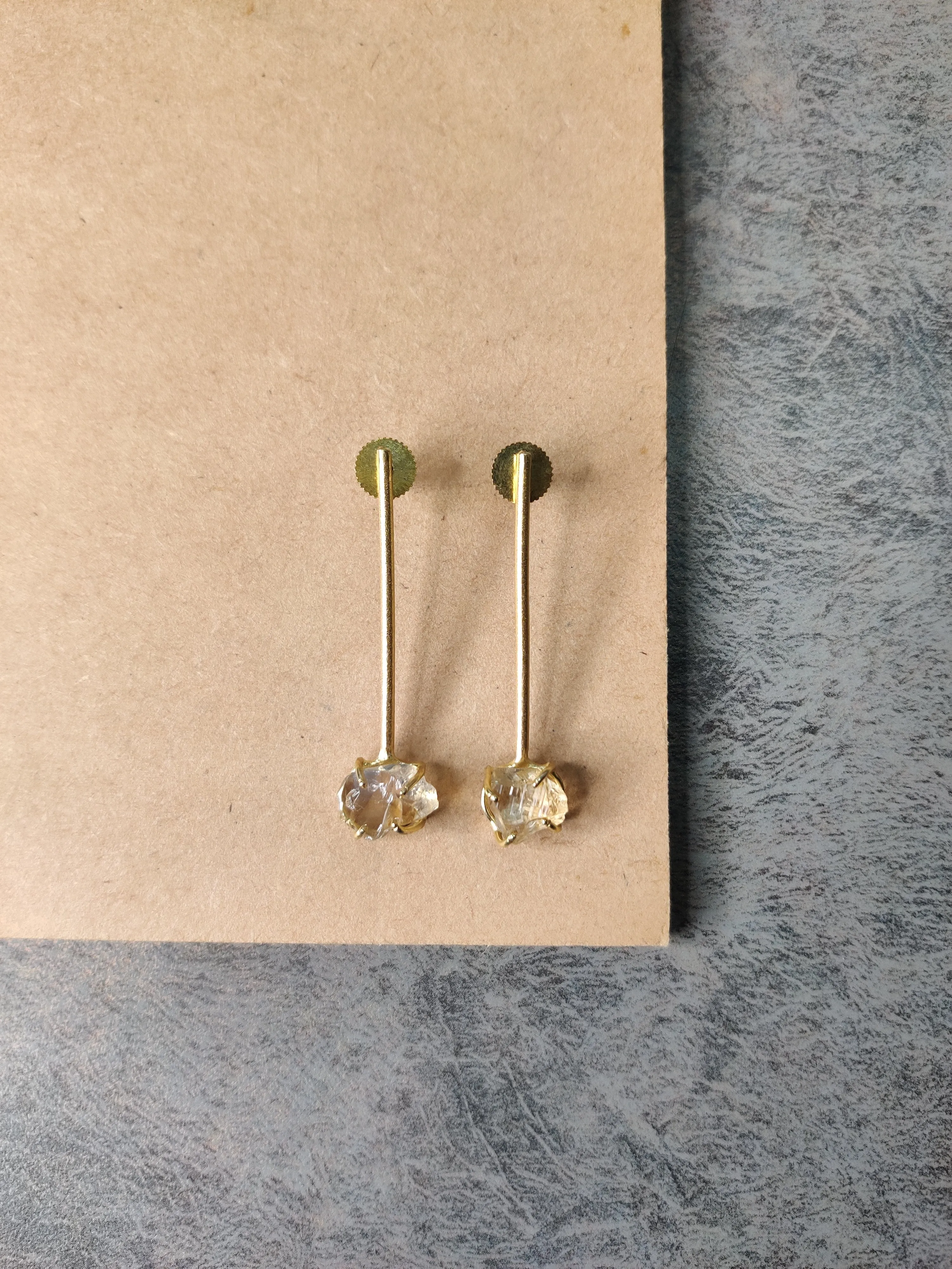 jewelry - berserk - Gold Plated Citrine Stick Studs