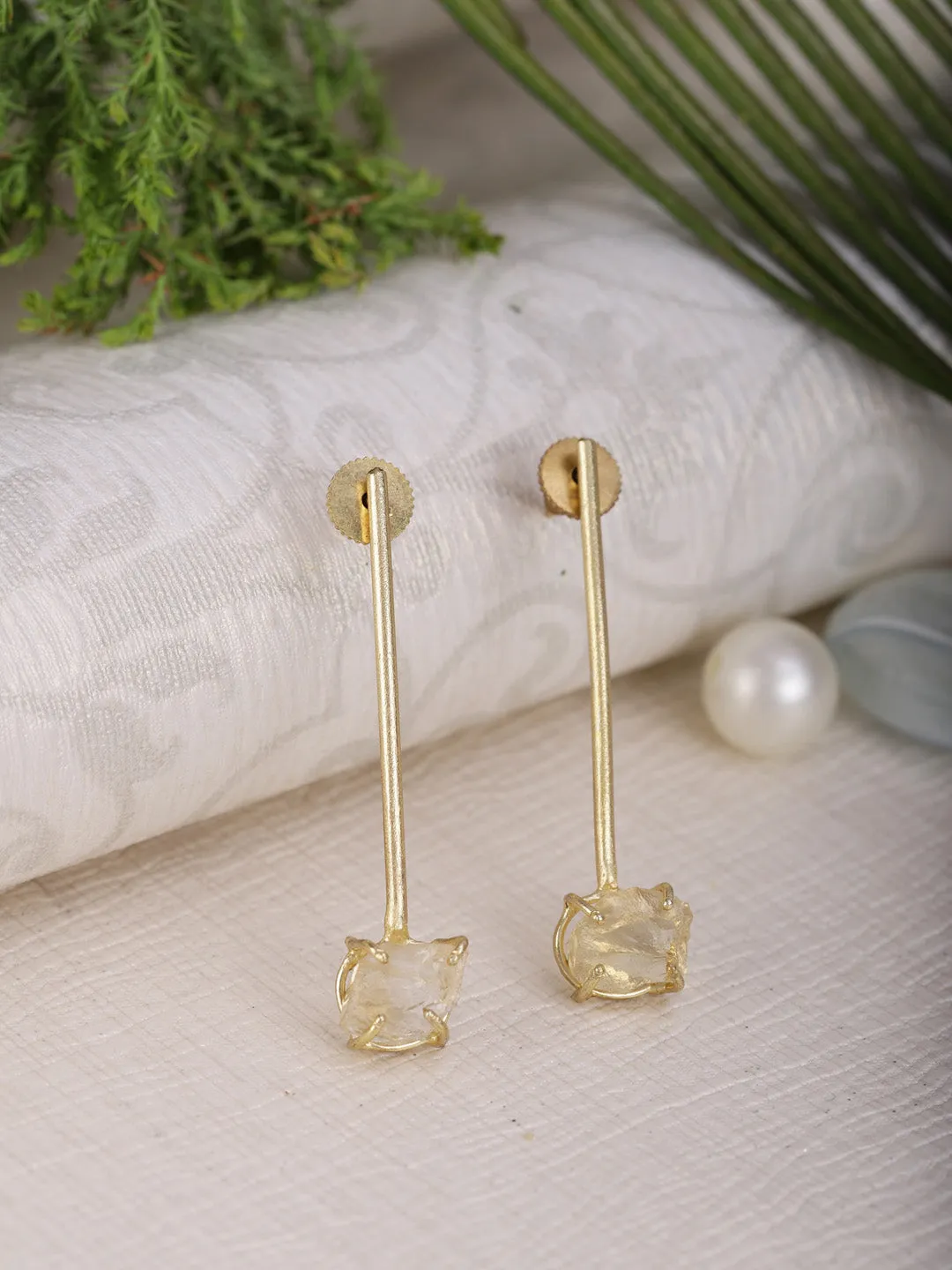 jewelry - berserk - Gold Plated Citrine Stick Studs