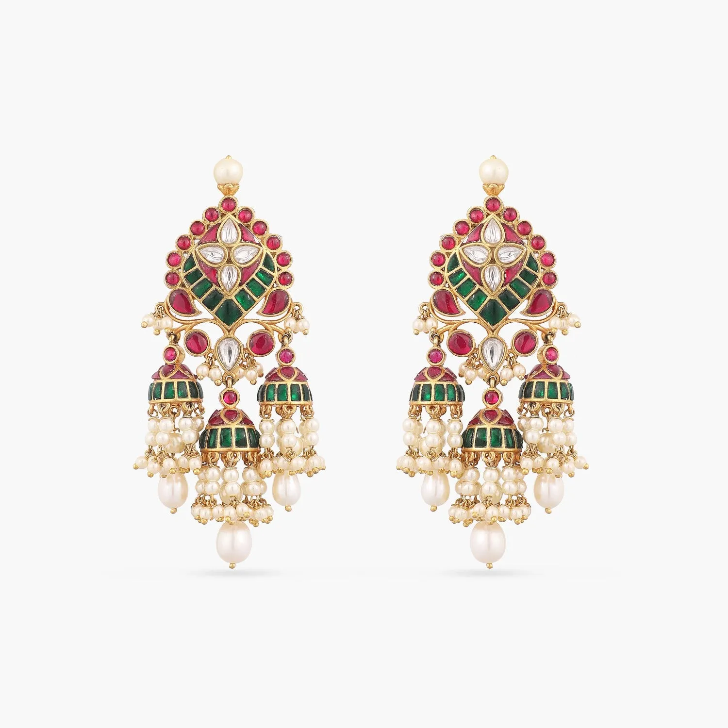 Kalika Kempu Jadau Silver Jhumki Earrings