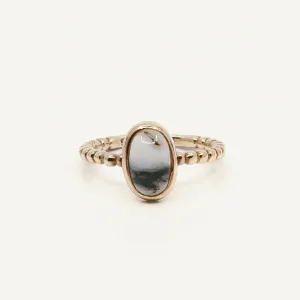 Kingfisher Blue Gold Oval Stack Ring