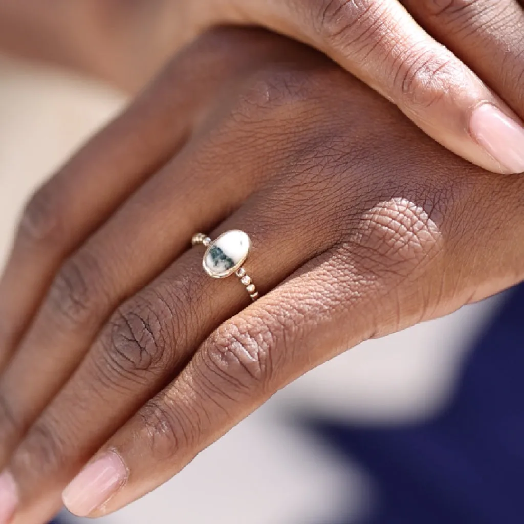 Kingfisher Blue Gold Oval Stack Ring