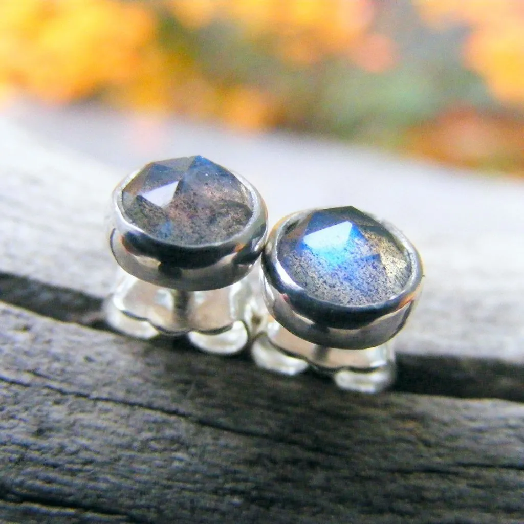 Labradorite Sterling Silver Studs Post Earrings