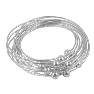 Large 925 Sterling Silver Circle Bangle Stack