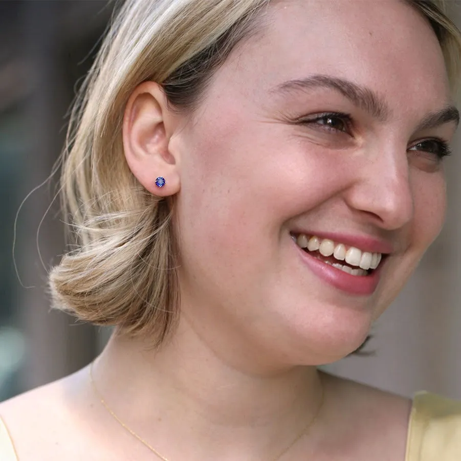 Majestic Blue Sapphire Stud Earrings 9/10ct