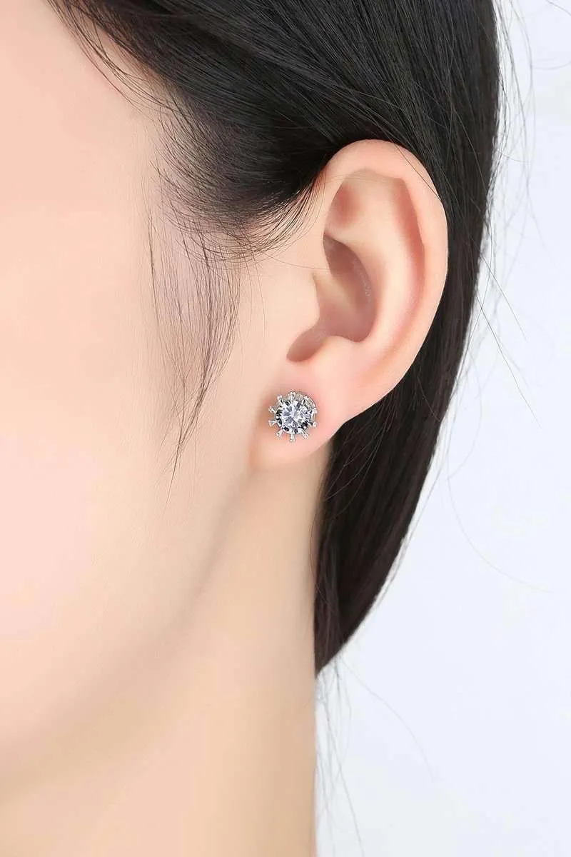 Majestic Crown IOBI Simulated Diamond Cz Stud Earrings in Four Colors For Woman