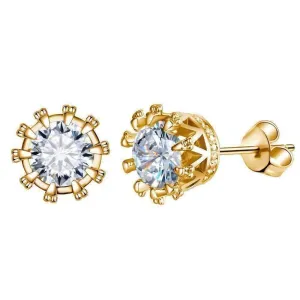 Majestic Crown IOBI Simulated Diamond Cz Stud Earrings in Four Colors For Woman