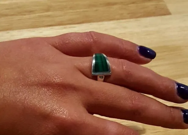 Malachite Ring - Green Horizontal Ring - Vintage Smooth Ring