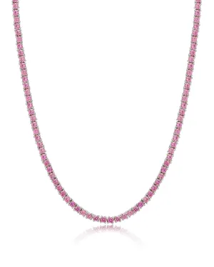 Mini Ballier Necklace- Pink- Silver