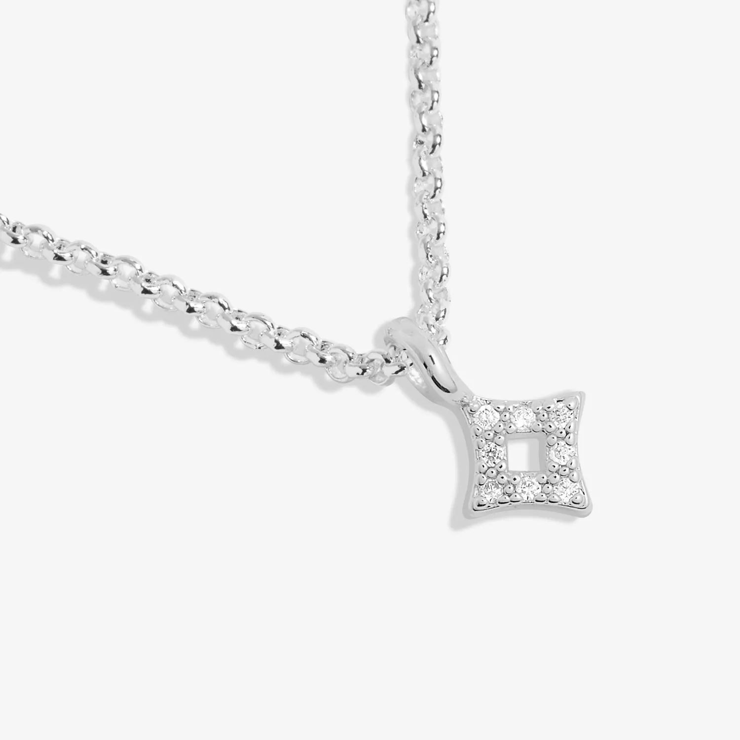 Mini Charms Pave Diamond Silver Plated Necklace 7633