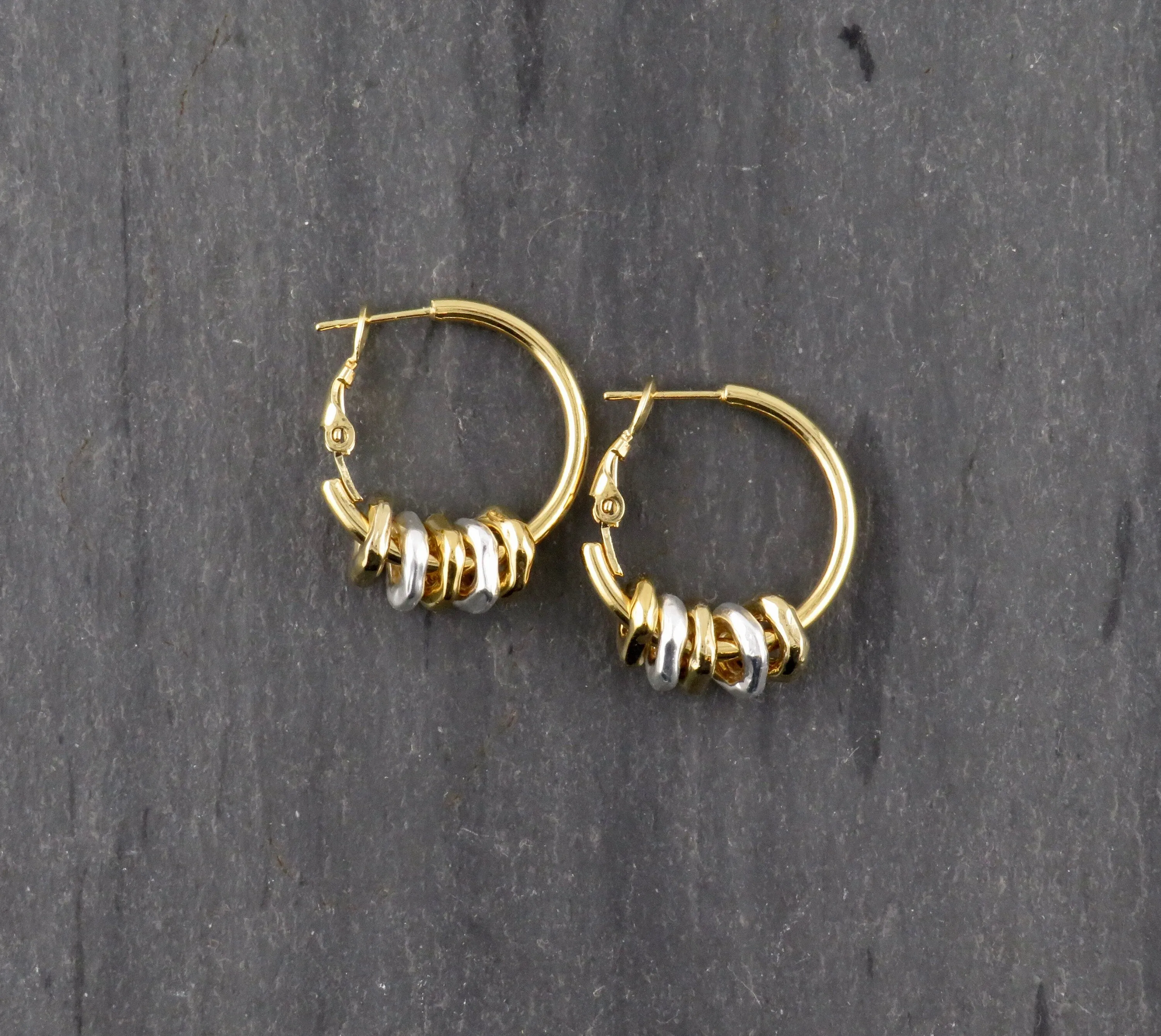 Mixed Metal Dangly Hoops