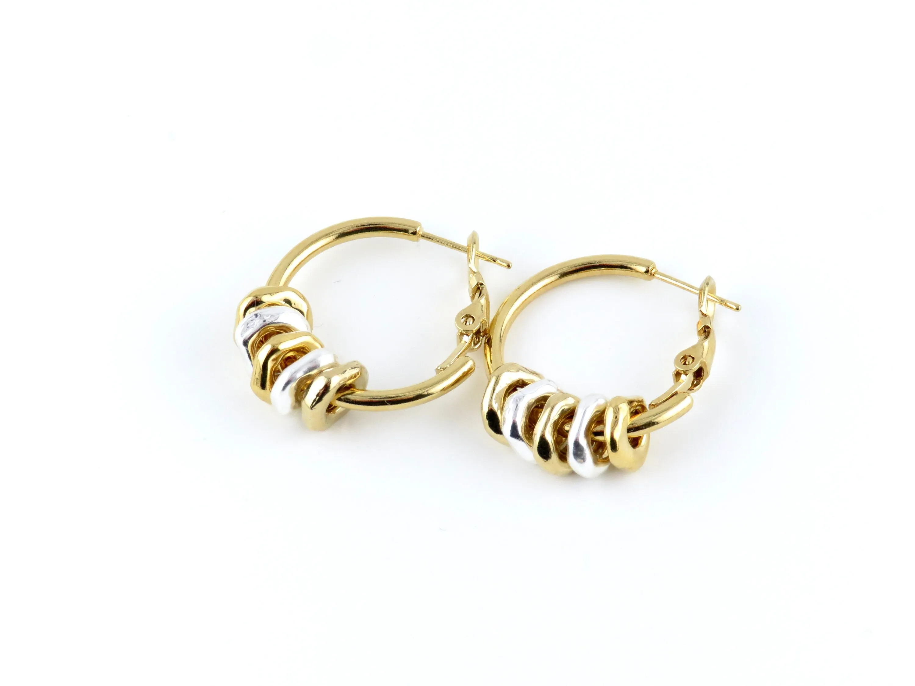 Mixed Metal Dangly Hoops