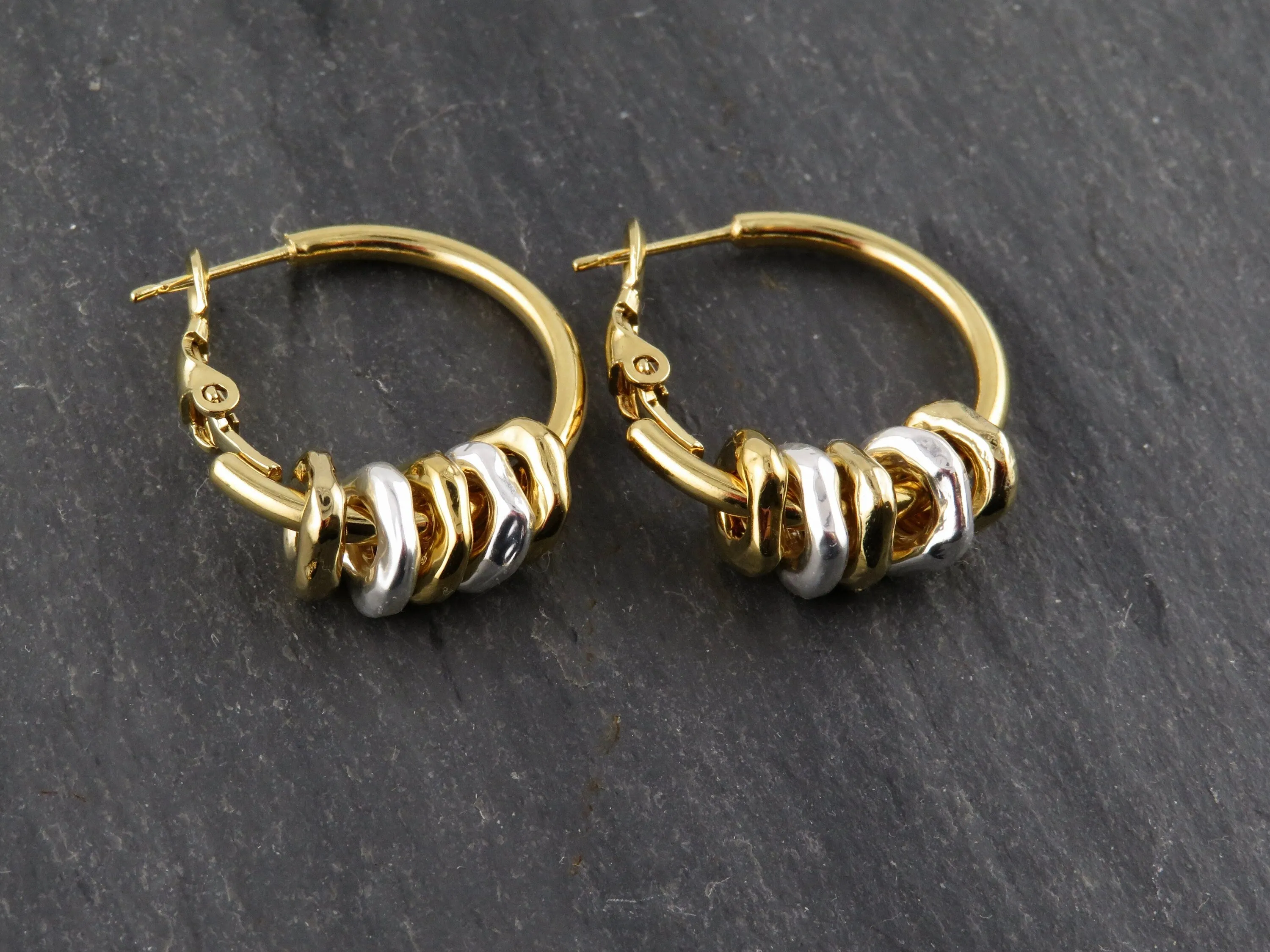 Mixed Metal Dangly Hoops