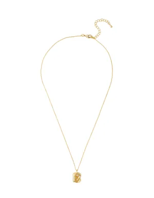 Mocha Bubble Initial Necklace - B - Light Gold