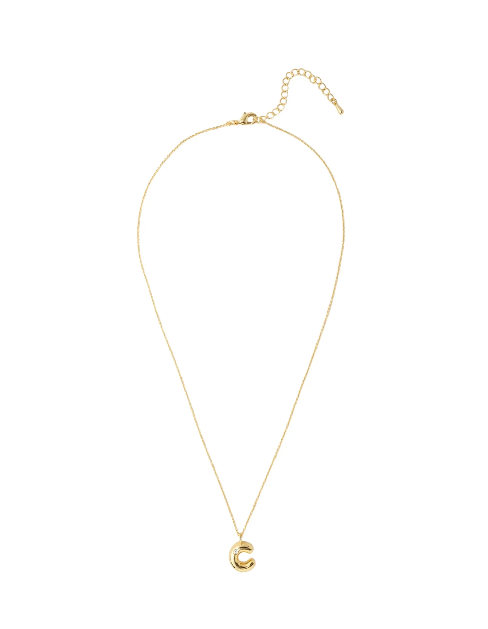 Mocha Bubble Initial Necklace - C - Light Gold