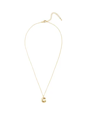 Mocha Bubble Initial Necklace - C - Light Gold