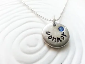 Mother's Necklace | Name and Birthstone Pebble