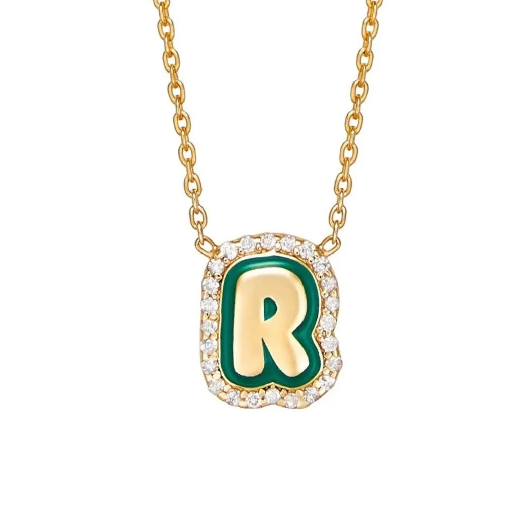 Multicolor Enamel Custom Name Necklace for Her