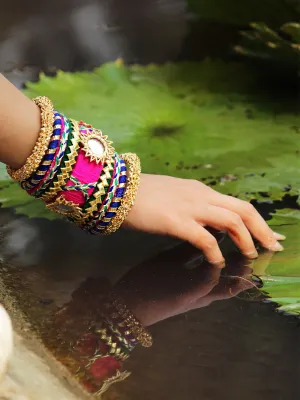 Nargis Gota Bangles (Pink-Blue)