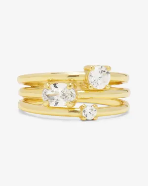 Nina Stacked Ring - Gold|White Diamondettes