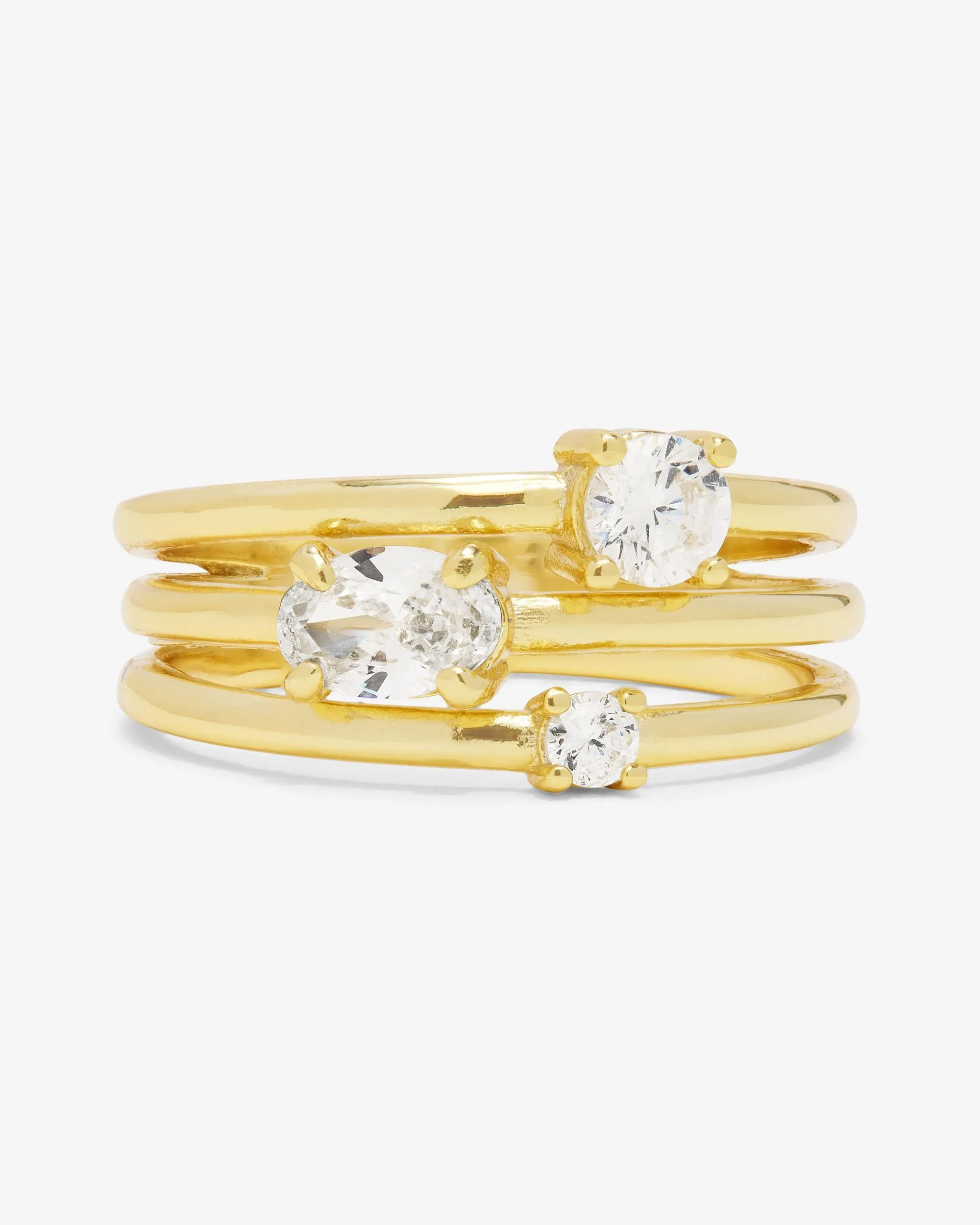 Nina Stacked Ring - Gold|White Diamondettes