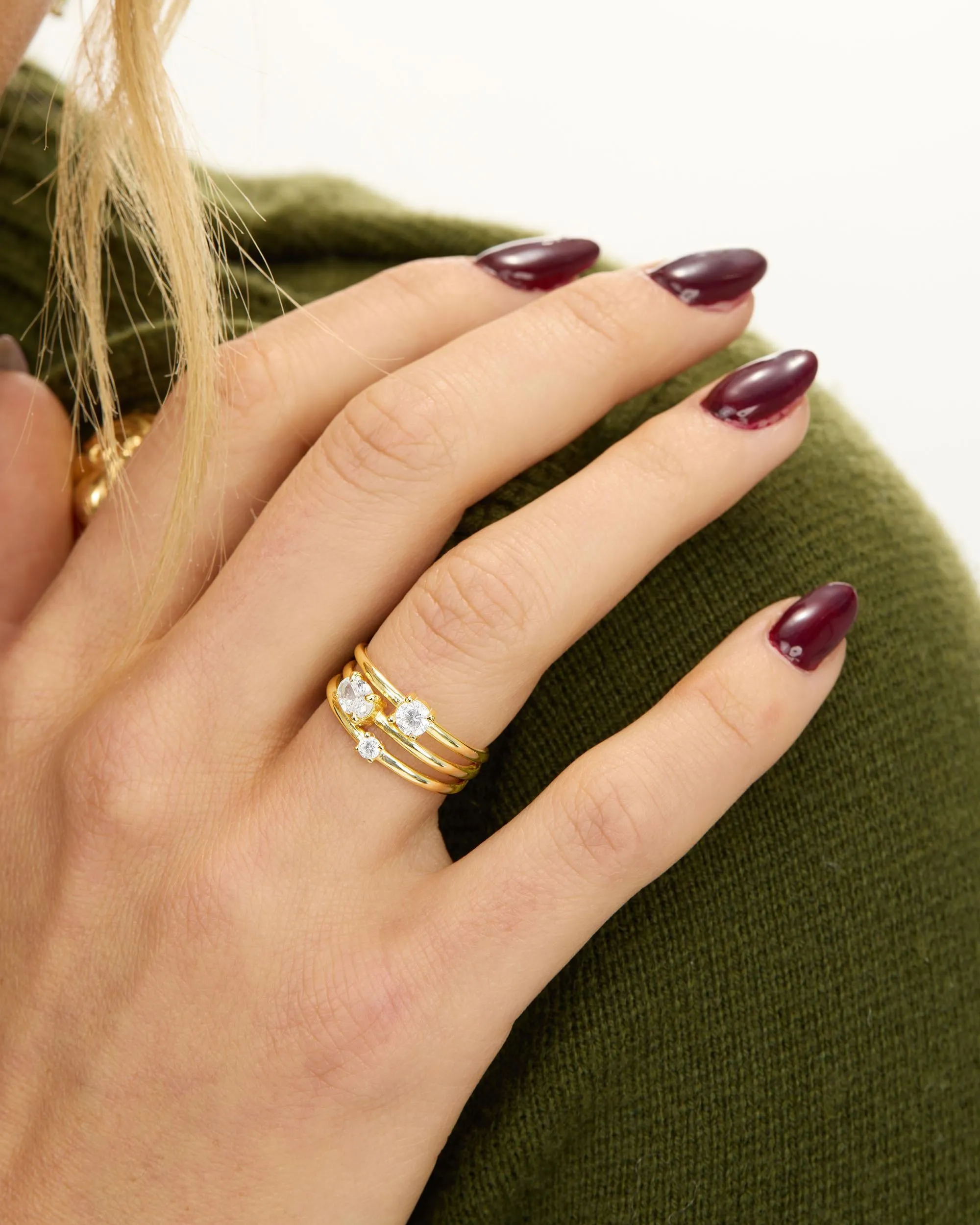 Nina Stacked Ring - Gold|White Diamondettes