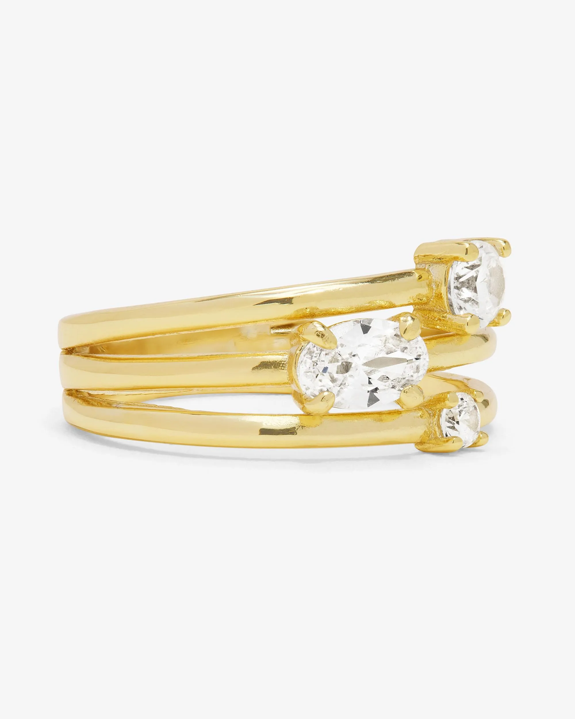 Nina Stacked Ring - Gold|White Diamondettes