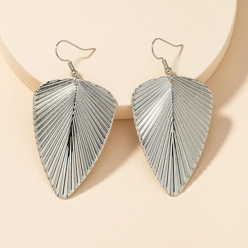 Opulent Vienna Verve Metal Leaf Earrings - Unique Design Potential