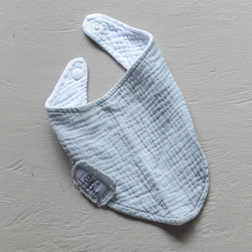 Organic Cotton Bandana Dribble Bib - French Grey