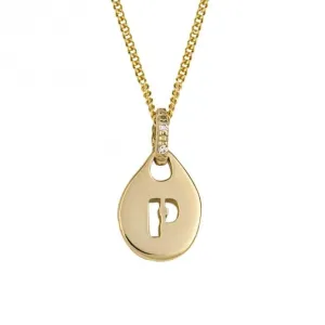 P Organic Initial Tag with Diamond Set Bale Pendant GP2324