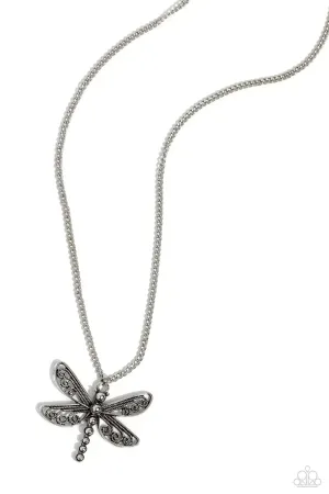 Paparazzi Dragonfly Dance Silver Necklace & Earring Set