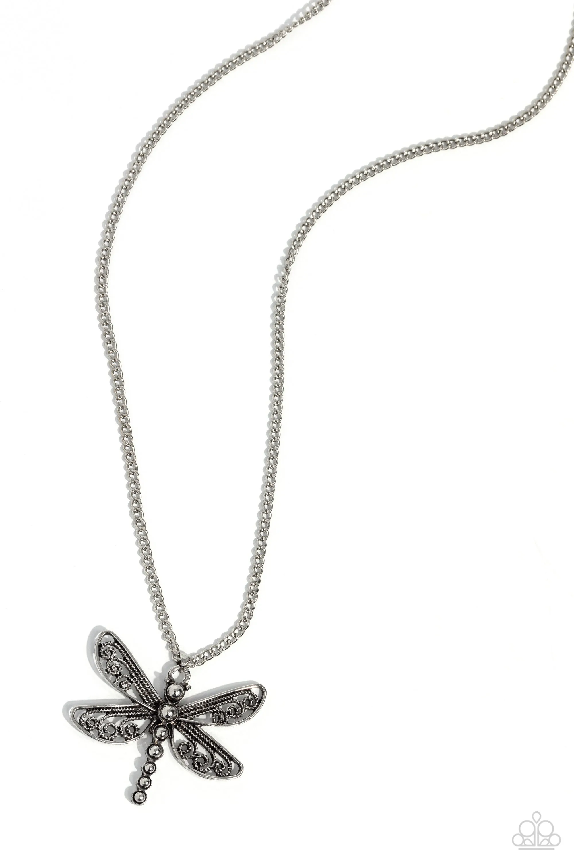 Paparazzi Dragonfly Dance Silver Necklace & Earring Set