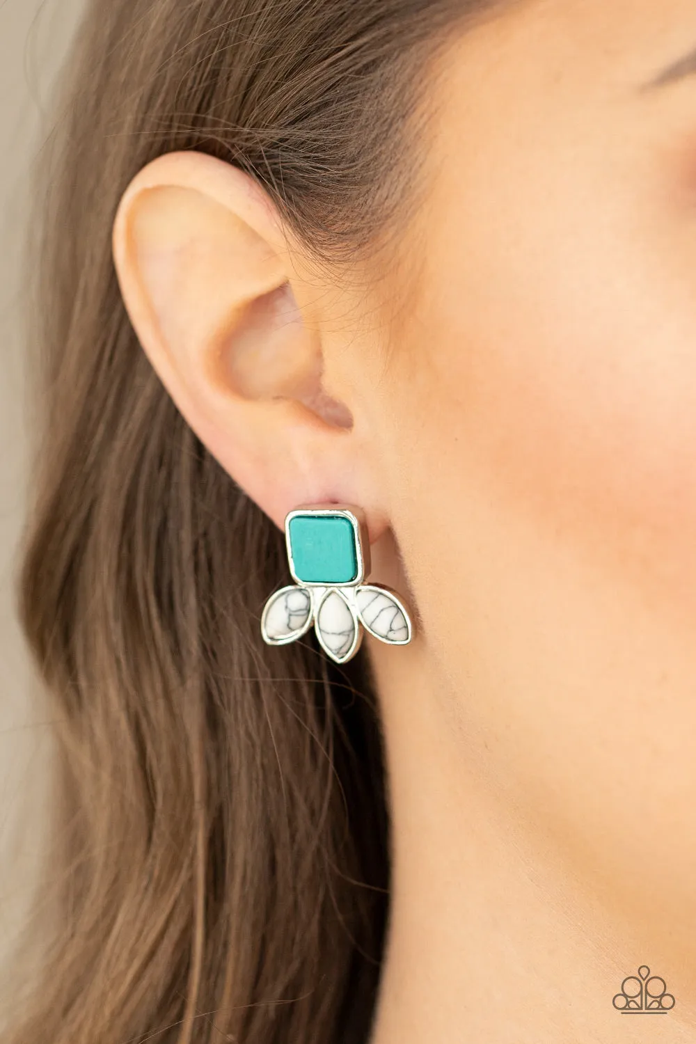 Paparazzi Earring ~ Hill Country Blossoms - Blue Post Style Studs