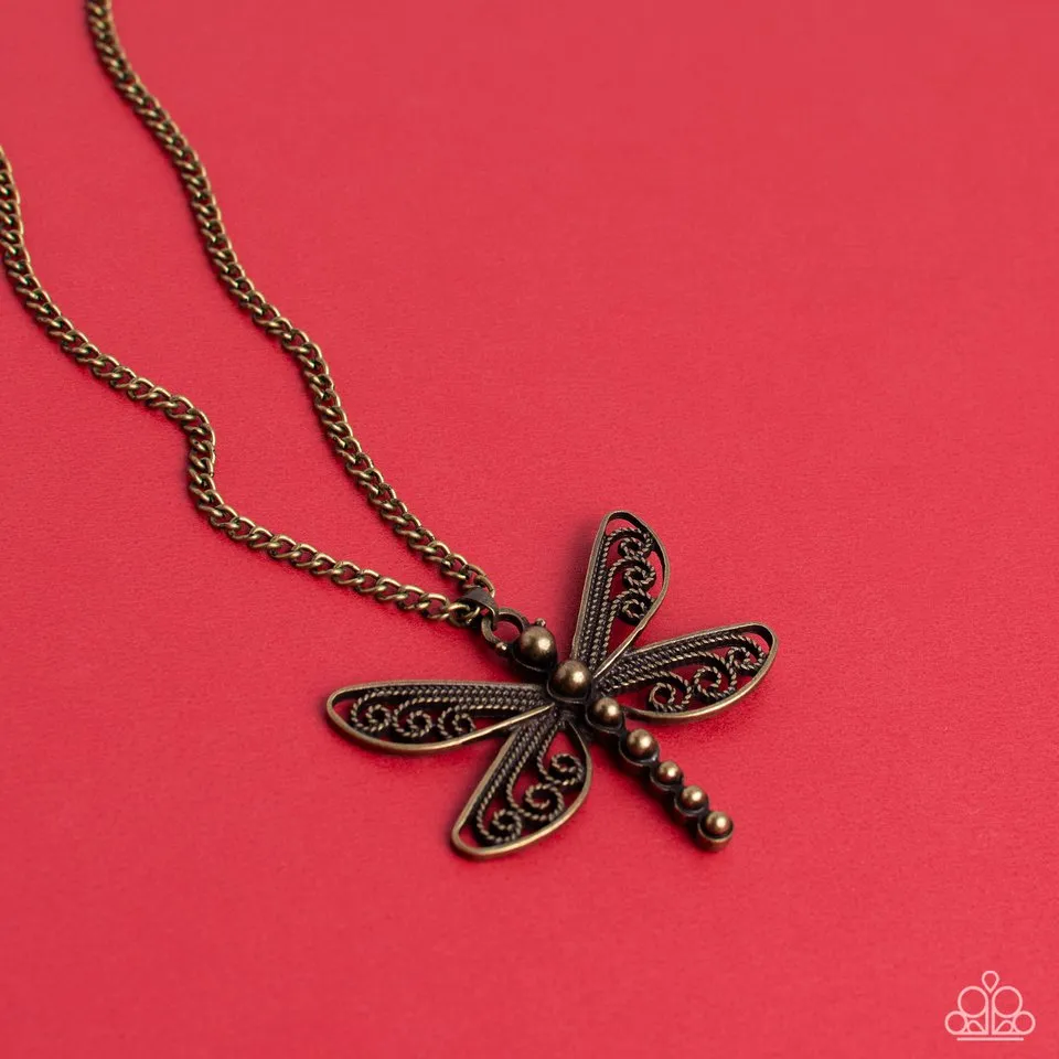 Paparazzi Necklace ~ Dragonfly Dance - Brass