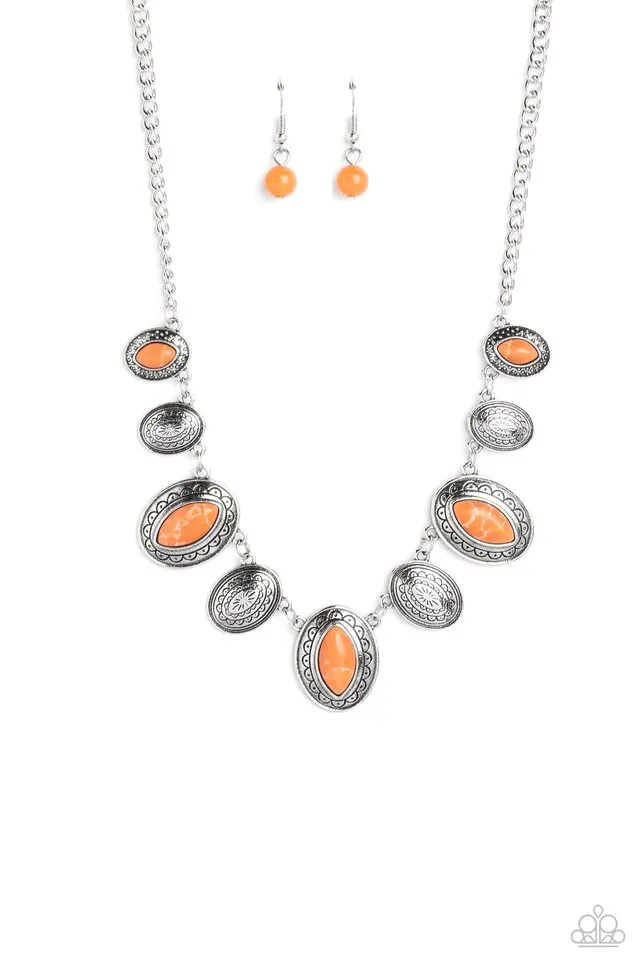 Paparazzi Necklace ~ Textured Trailblazer - Orange