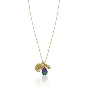 Peacock Aura Leaf & Pineapple Necklace