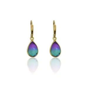 Peacock Aura MINI Drop Gold Earrings