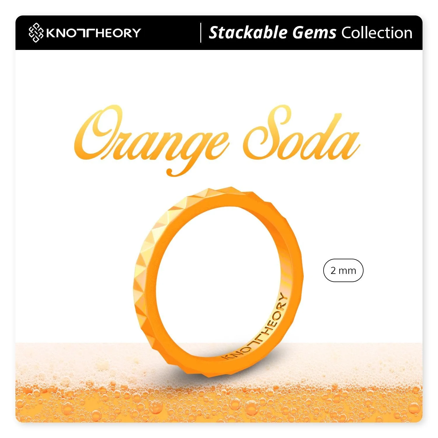 Pearl Orange Pyramid Stackable Slim Thin Silicone Ring for Women