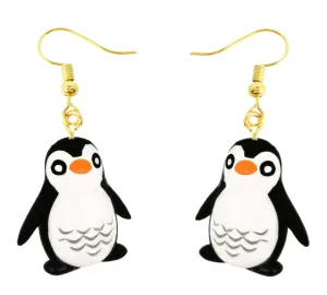 Penguin Earrings | Animal Jewelry Penguin Earrings | Penguin Wire Drop Earrings