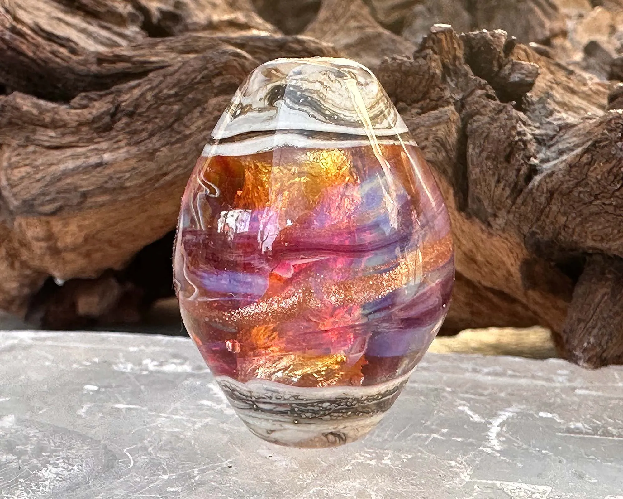 Pink Firestorm Lampwork Focal Bead SRA