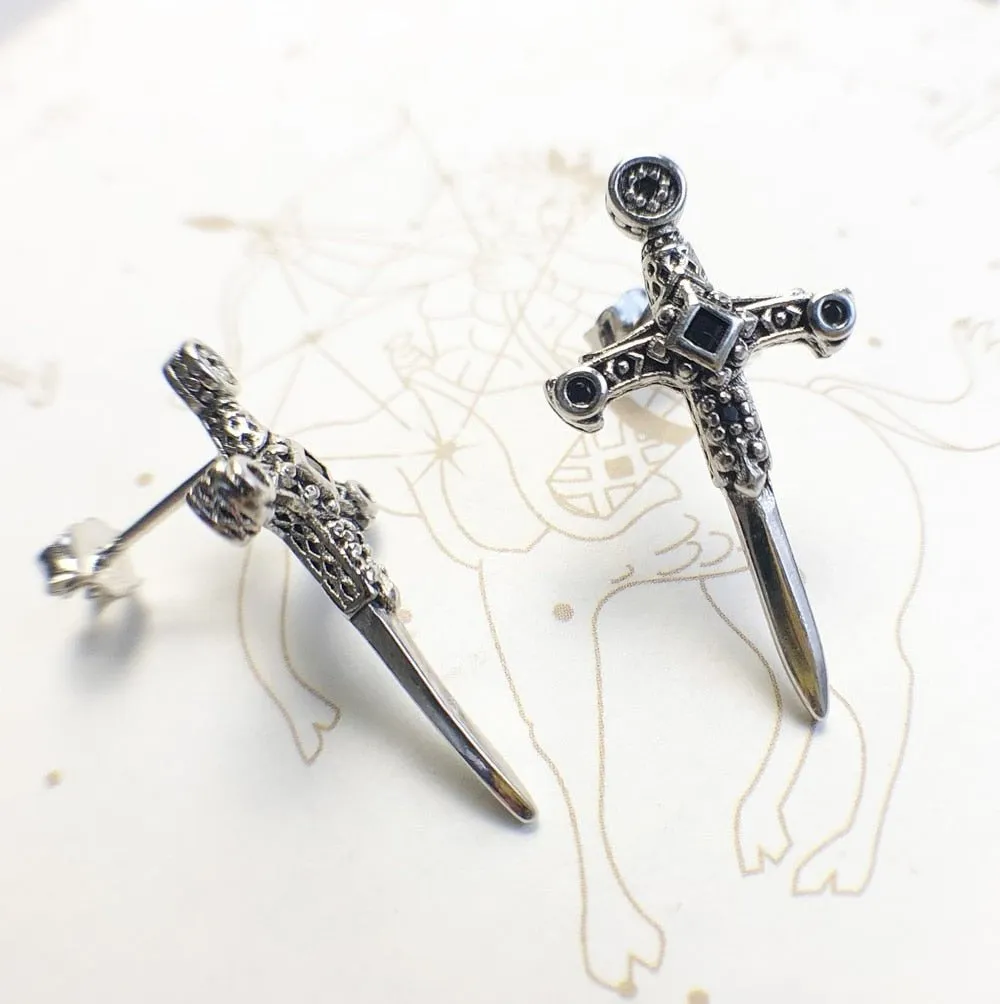 Punk Cross Sword Stud Earrings