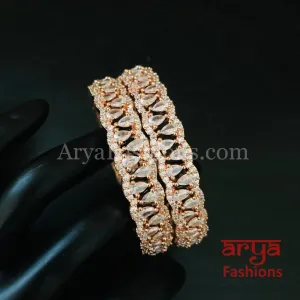 Raina Rose Gold CZ Designer Bangles