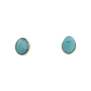 Round Bezel Golden Hills Turquoise Studs