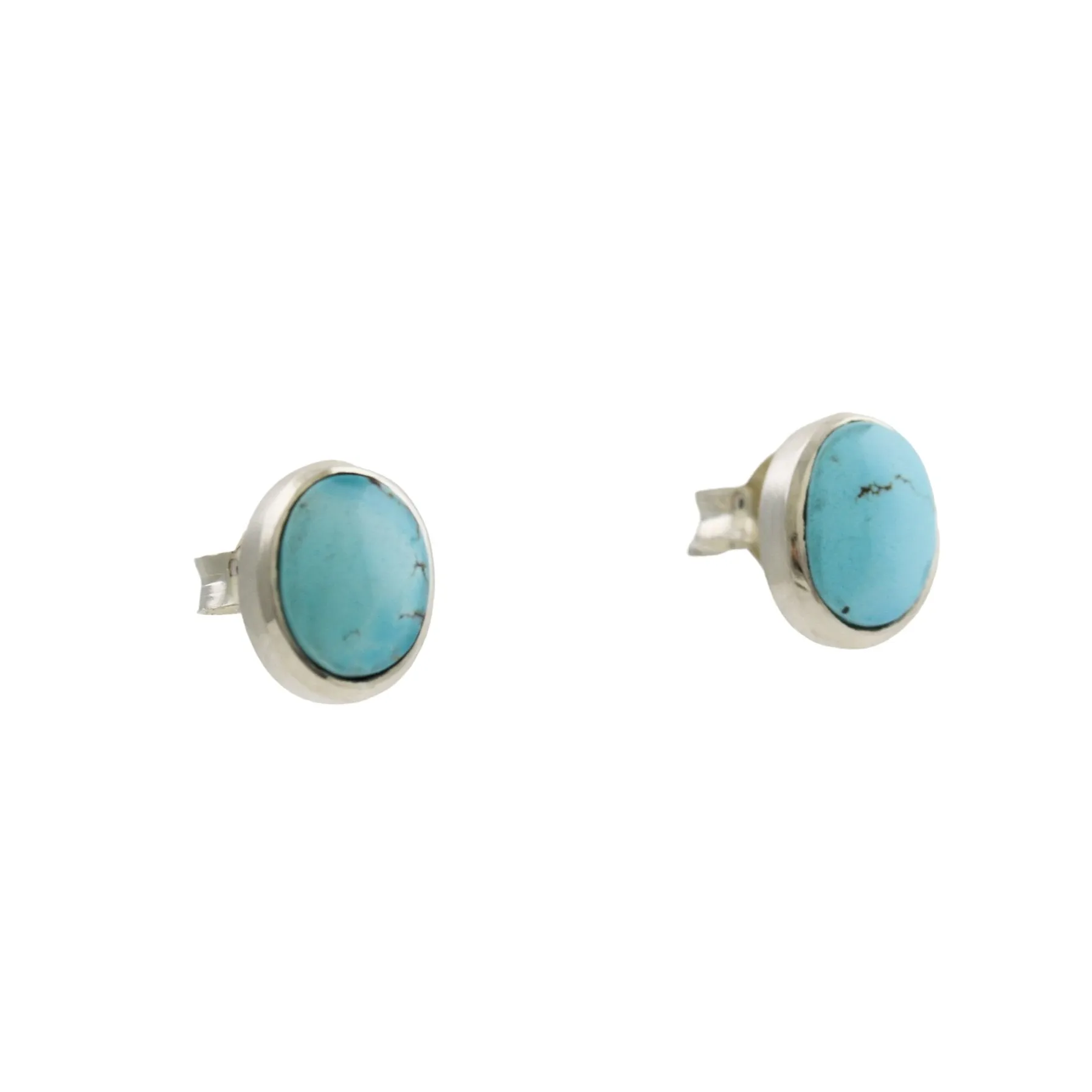 Round Bezel Golden Hills Turquoise Studs