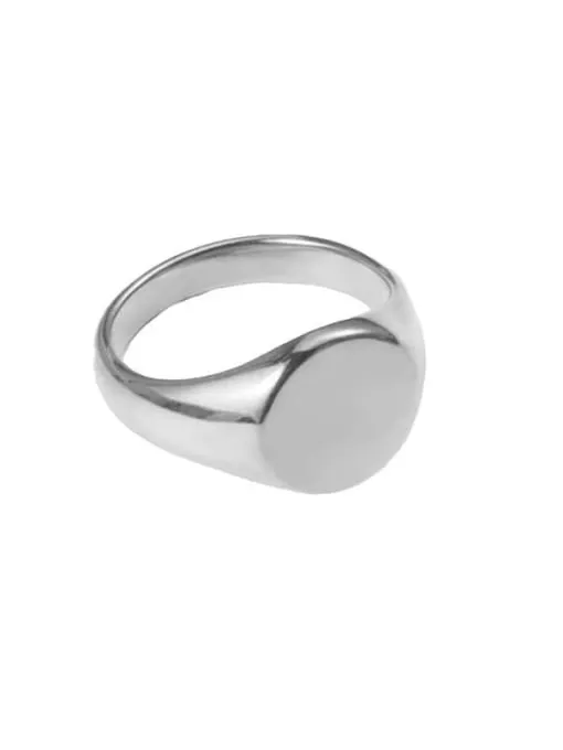 Round Signet Ring 925 Sterling Silver Unisex Fine Jewelry